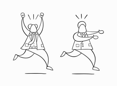 El çizilmiş vektör işadamı işçi öfkeli patron kaçar