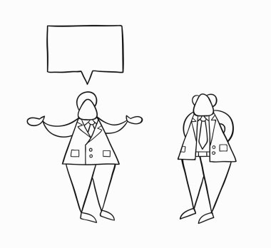 El çizilmiş vektör işadamı işçi patronu ile konuşuyor