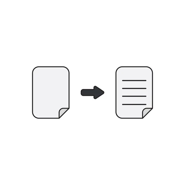 Icono vectorial concepto de papel en blanco y papel escrito . — Vector de stock