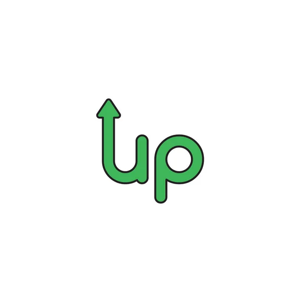 Icono vectorial concepto de palabra arriba con flecha moviéndose hacia arriba . — Vector de stock