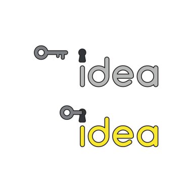 Anahtar deliği ve anahtar kilidini ile fikir kelime vektör simgesi kavramı, id