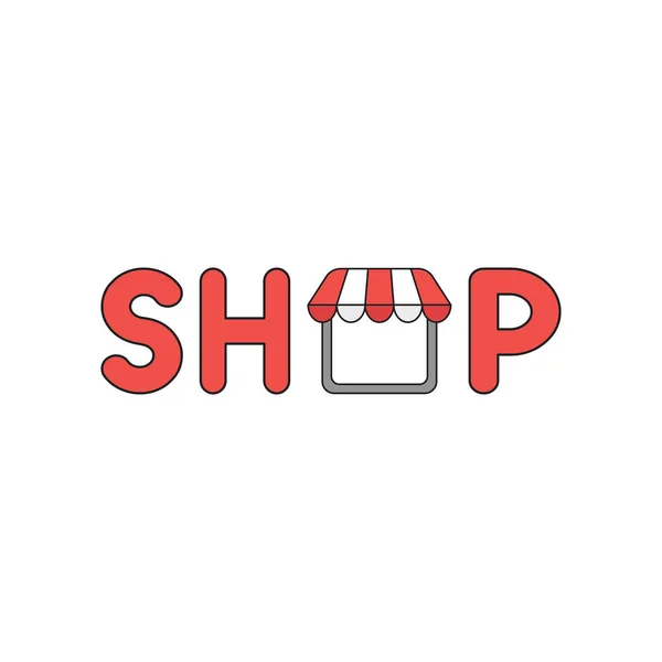 Vector icon concept of shop word with shop. — Stock Vector