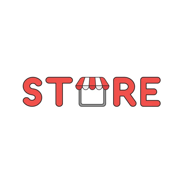 Vector icoon concept van winkel woord met winkel. — Stockvector