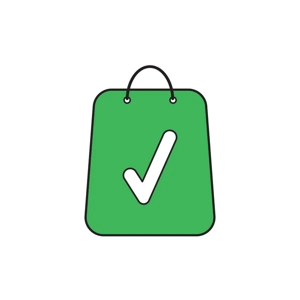 Concepto de icono vectorial de bolsa de compras con marca de verificación . — Archivo Imágenes Vectoriales