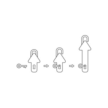 Kapalı ok asma kilit simgesi anahtar deliği vektör simgesi kavramı, anahtar un