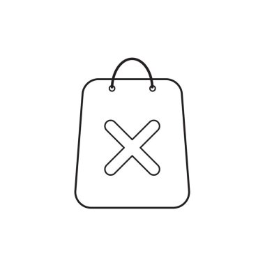 X işareti ile alışveriş çantası Vektör simgesi kavramı. Siyah anahat.