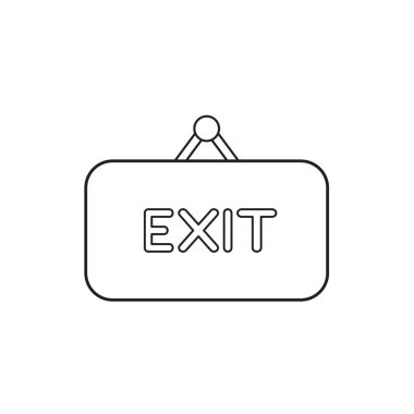 Askıda tabeladaki çıkış sözcüğünün vektör simgesi kavramı. Siyah anahat.