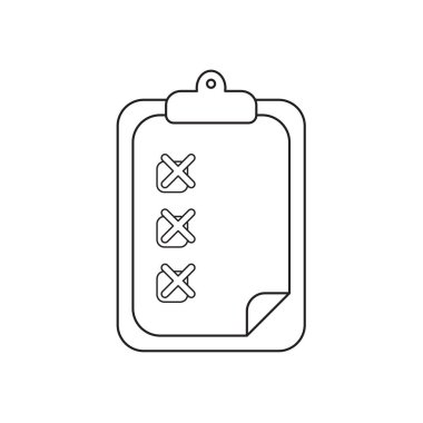 Kağıt üzerinde x işaretleri bulunan pano vektör simgesi kavramı. Siyah ou