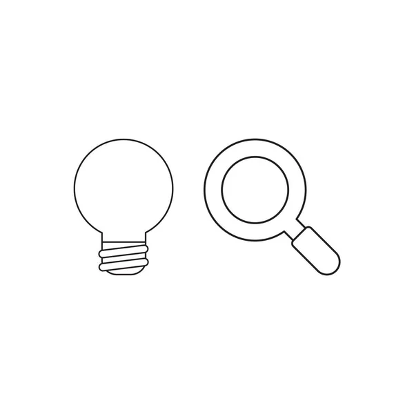 Vector icon concept of bad idea light bulb with magnifying glass — Stock Vector