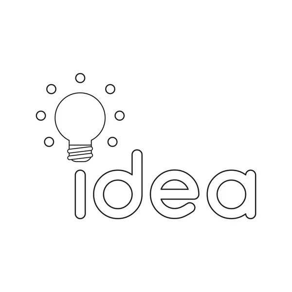 Icône vectorielle concept de mot idée avec ampoule lumineuse. Noir — Image vectorielle
