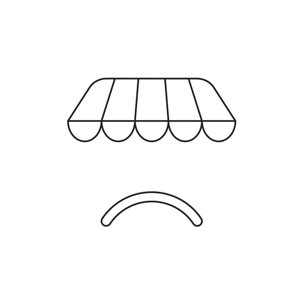 Vector icon concept of shop store awning with sulking mouth. Bla — Stock Vector