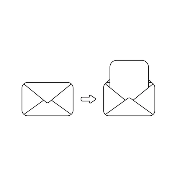Концепция векторной иконки закрытых и открытых конвертов с чистым папкой — стоковый вектор