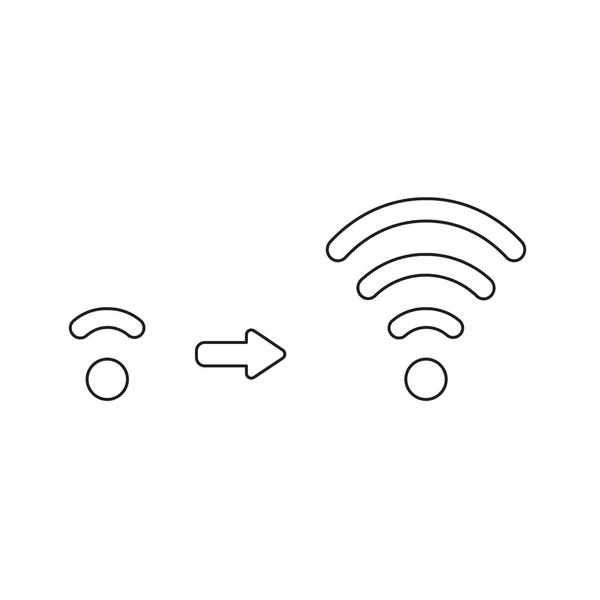 Διανυσματικό εικονίδιο έννοια της ώθησης WiFi σήμα χαμηλή σε υψηλή. Μαύρο έξω — Διανυσματικό Αρχείο