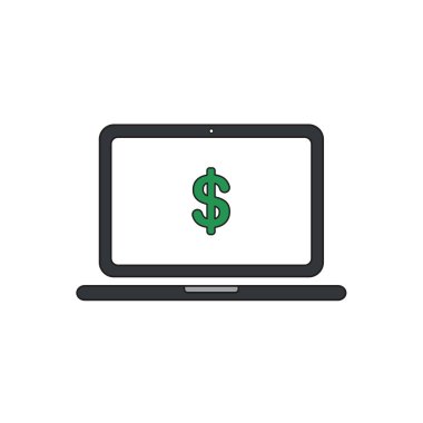 Dizüstü bilgisayar scre içinde dolar sembolü Vektör simgesi kavramı
