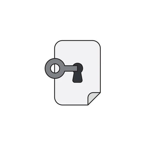 Ikona wektorowa koncepcja otworu klucza wewnątrz papieru z kluczem, blokada lub un — Wektor stockowy