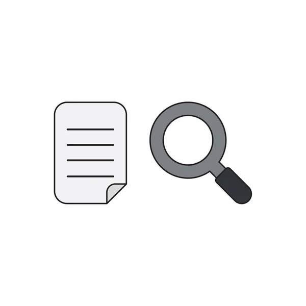 Vector icon concept of written paper with magnifier. — Stock Vector