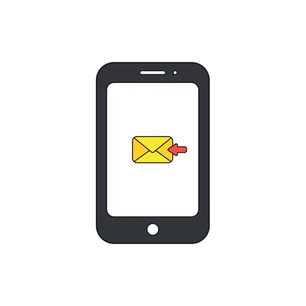 Concepto de icono vectorial de envoltura cerrada amarilla enviando correo interno — Vector de stock