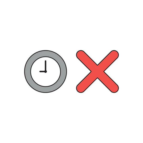 Vector icon concept of clock time with x mark. — Stock Vector