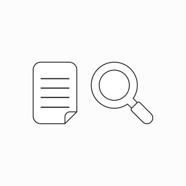 Büyüteçli yazılı kağıdın vektör simgesi kavramı.