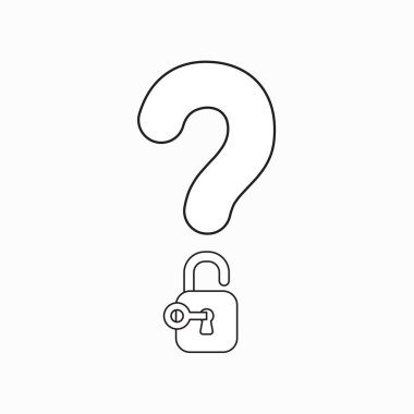 Asma kilit ve anahtar kilidi ile soru işareti vektör simgesi kavramı