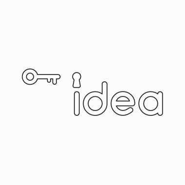 Vektör simge fikir kelime ile anahtar deliği ve anahtar kavramı.