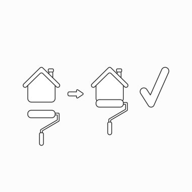 Vektör simge rulo fırça ile boya ev kavramı fr