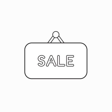 Satılık kelime işareti asılı yazılı vektör simge kavramı.