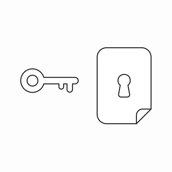 Icono vectorial concepto de ojo de cerradura dentro de papel con llave . — Vector de stock