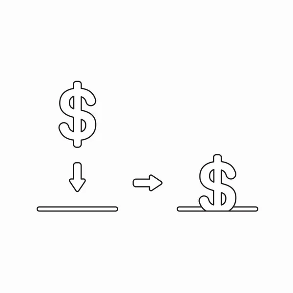 Vector icon concept of dollar symbol inside moneybox hole. — Stock Vector