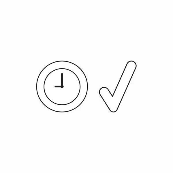 Concepto de icono vectorial de la hora del reloj con marca de verificación . — Vector de stock