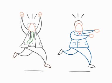 El çizilmiş vektör işadamı işçi öfkeli patron kaçar