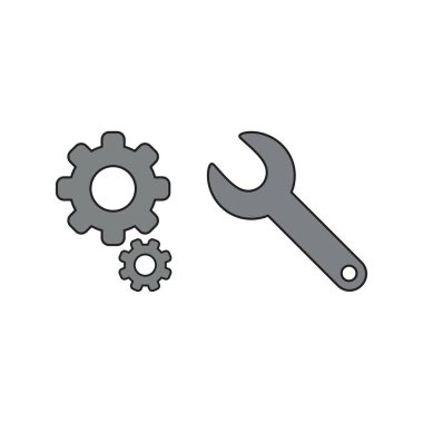Anahtarlı dişlilerin vektör illüstrasyon simgesi kavramı. Siyah ou
