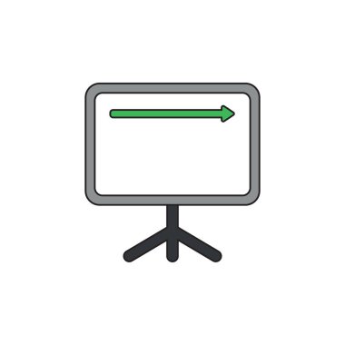 Vektör simgesi kavramı satış grafiği ok yukarı. Siyah anahatlar ve 