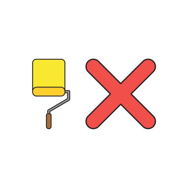 X işareti ile boya rulo fırça vektör simgesi kavramı. Karartma