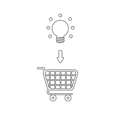Alışveriş sepetiiçine ampul Vektör simgesi kavramı.