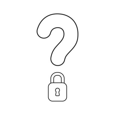 Kapalı asma kilitli soru işaretivektör simgesi kavramı.