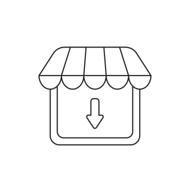 Aşağı aşağı ok ile mağaza mağaza Vektör simgesi kavramı.