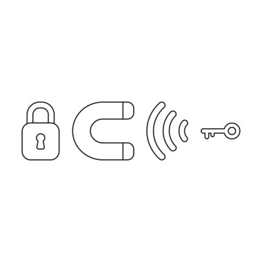 Unl tuşuna çekilen mıknatısile asma kilit vektör simgesi kavramı