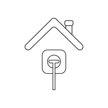 Çatı altında priz içine takılı fiş vektör simgesi kavramı.