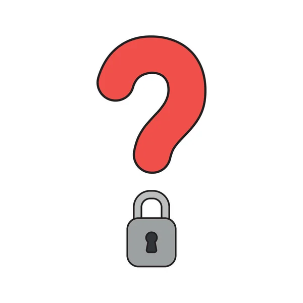 Vector icon concept of question mark with closed padlock. Black — Stock Vector