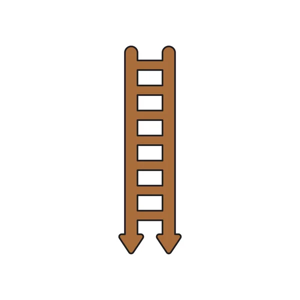 Conceito de ícone vetorial de escada de madeira com setas para baixo. Desmaiar — Vetor de Stock