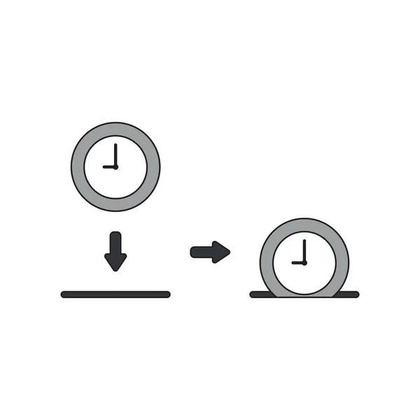 Icona vettoriale concetto di orologio all'interno di moneybox. Contorni neri e — Vettoriale Stock