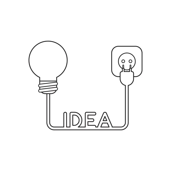 Ikona wektor koncepcji żarówki z pomysłem przewód, Plug and gniazdka — Wektor stockowy