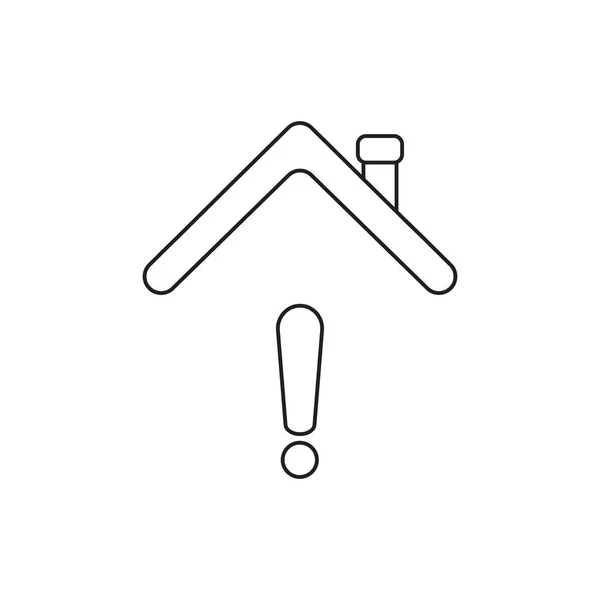 Conceito de ícone vetorial de ponto de exclamação sob telhado da casa . — Vetor de Stock