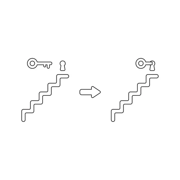 階段の上の鍵穴のベクトルアイコンの概念とロックを解除. — ストックベクタ