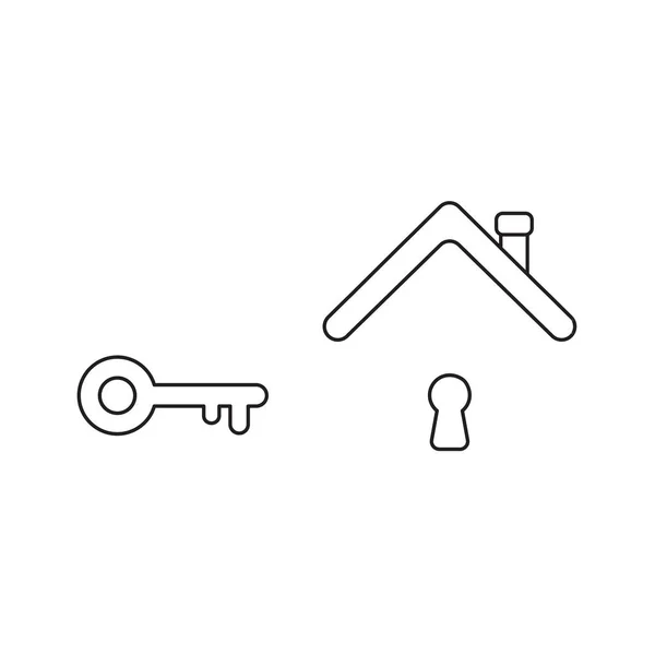 Icône vectorielle concept de clé et trou de serrure sous le toit . — Image vectorielle