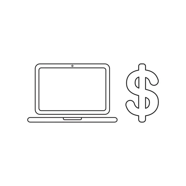 Vector icon concept of laptop computer with dollar. — Stock Vector