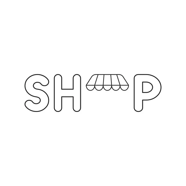 Vector icoon concept van Shop woord met luifel. — Stockvector