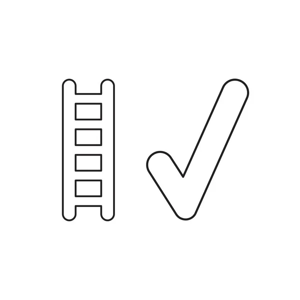 Icono vectorial concepto de escalera con marca de verificación . — Archivo Imágenes Vectoriales
