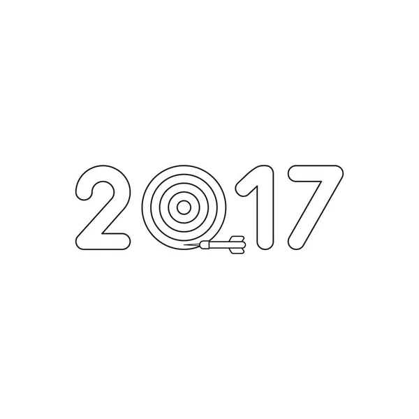 Concepto de icono vectorial del año 2017 con diana y dardo de menos — Vector de stock